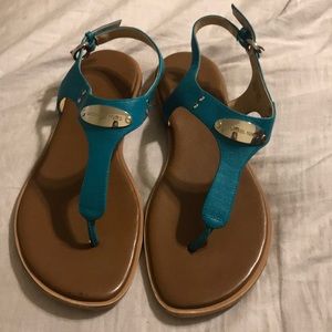 Teal Micheal Kors Plate Flat Thong Sandal Brandy